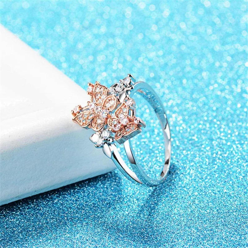 Cubic Zirconia & Two-Tone Butterfly Ring made by Zulily