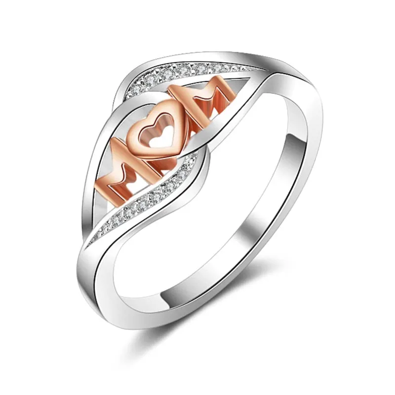 Cubic Zirconia & Two-Tone 'Mom' Ring made by Zulily