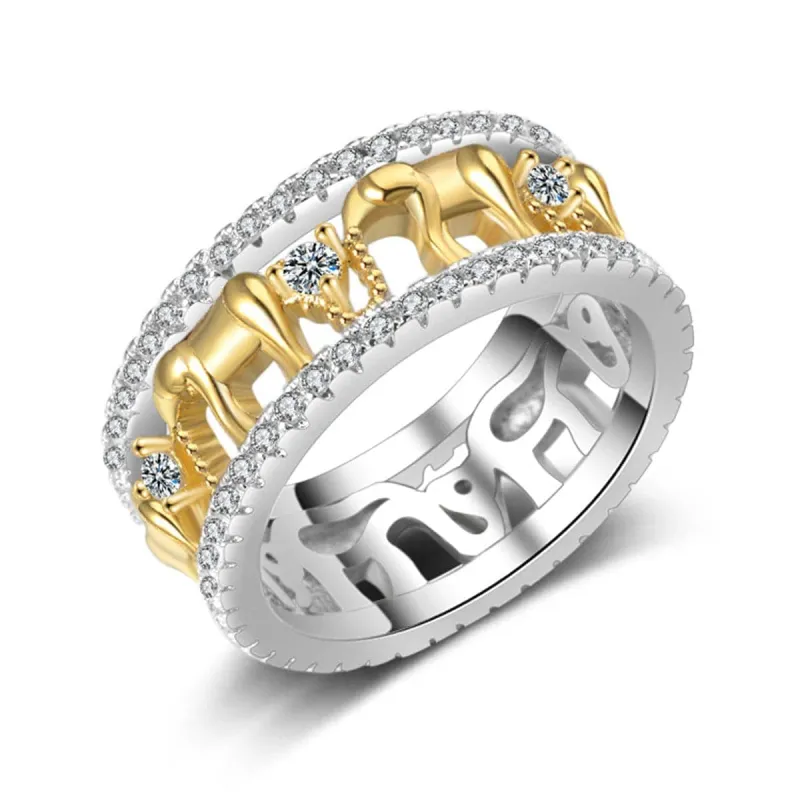 Cubic Zirconia & Two-Tone Elephant Ring made by Zulily