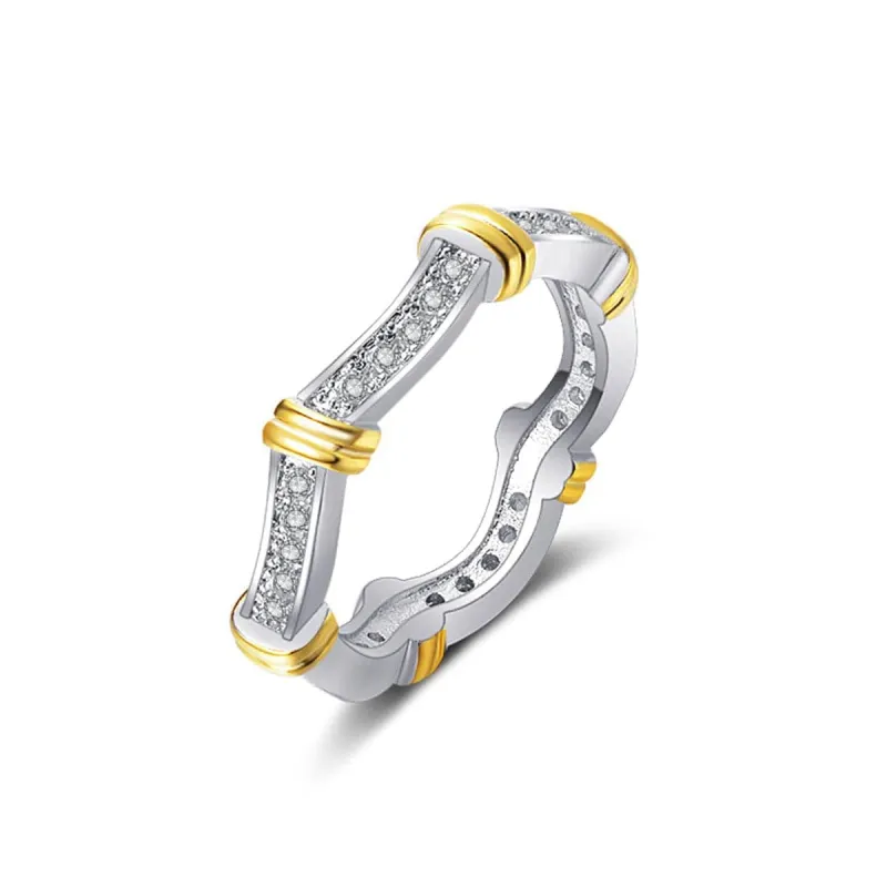Cubic Zirconia & Two-Tone Curve Band Ring made by Zulily