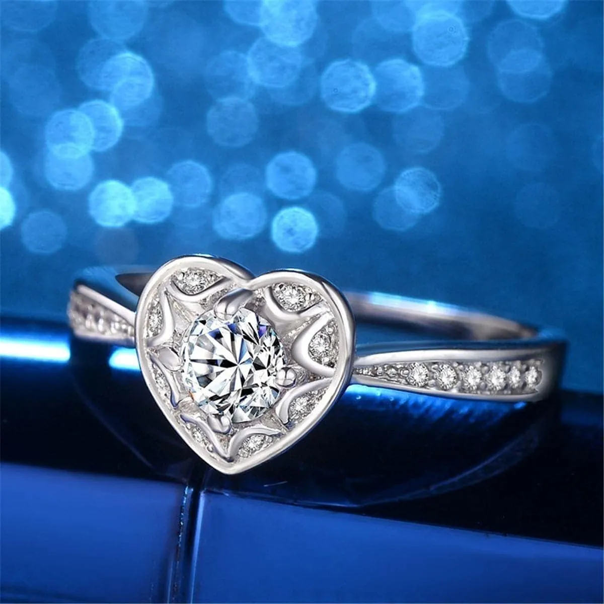 Cubic Zirconia & Silvertone Heart Ring sold by Zulily