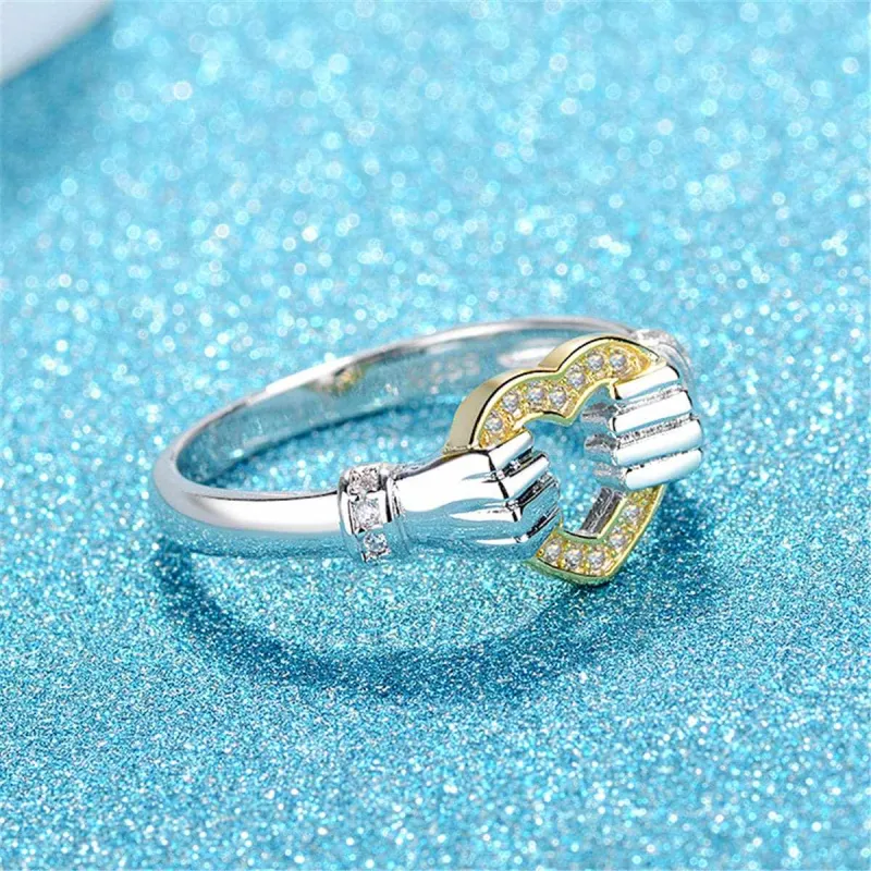 Cubic Zirconia & Two-Tone Heart Band Ring made by Zulily