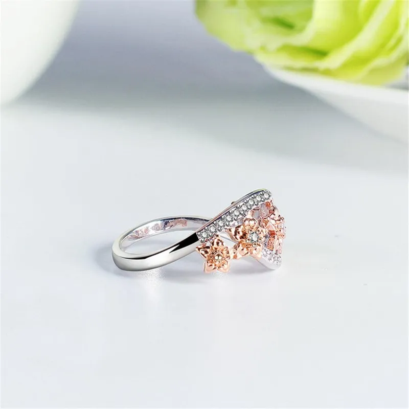 Cubic Zirconia & Two-Tone Floral Ring made by Zulily