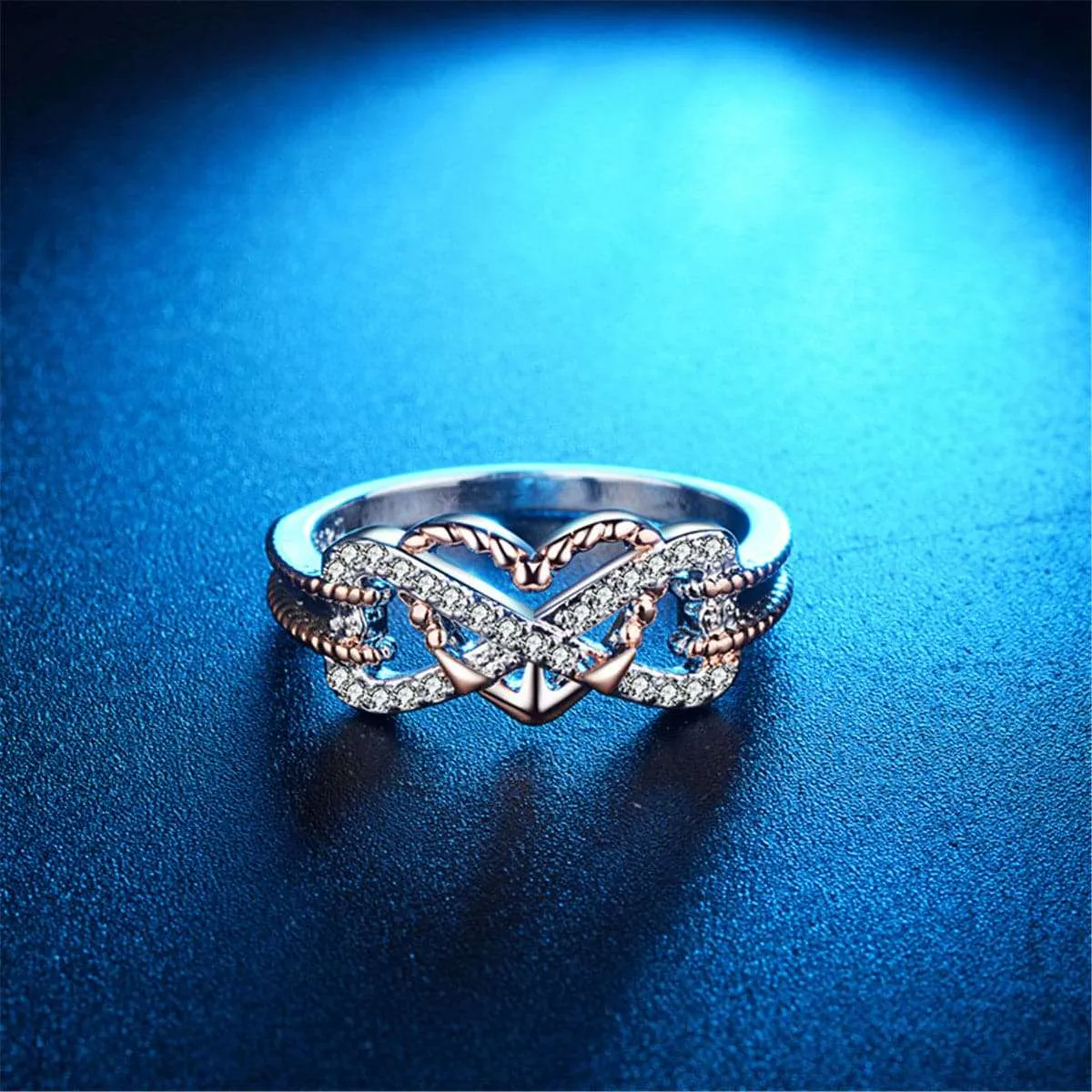 Cubic Zirconia & Two-Tone Openwork Heart Ring sold by Zulily