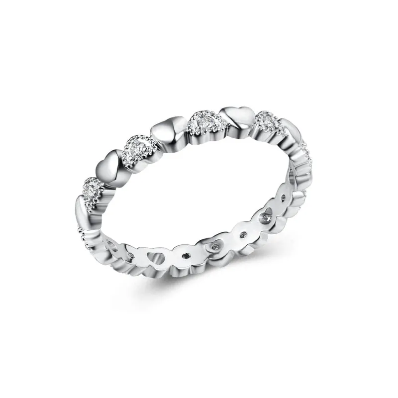 Cubic Zirconia & Silvertone Heart Tension Ring made by Zulily