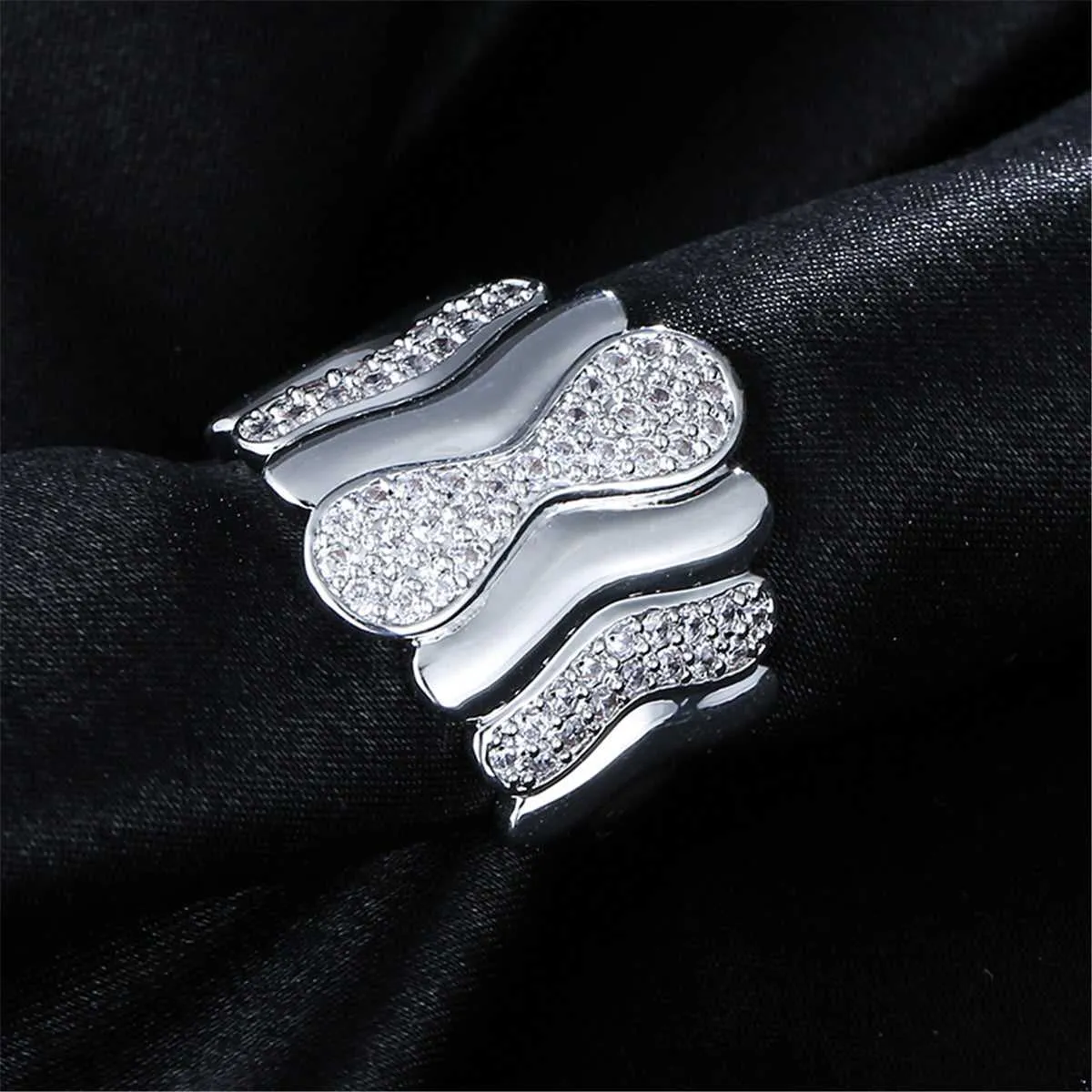 Cubic Zirconia Geometric Wave Ring sold by Zulily