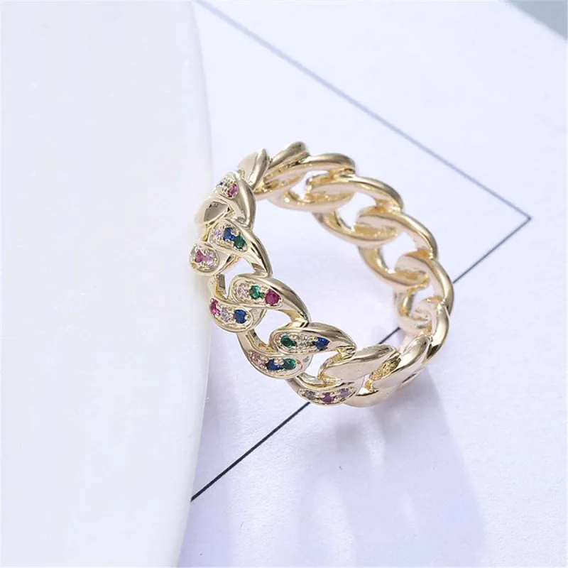 Cubic Zirconia Figaro Chain Ring made by Zulily