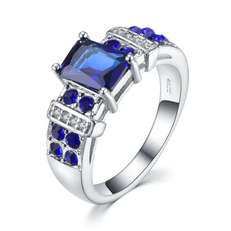 Dark Blue Crystal & Cubic Zirconia Silvertone Cushion-Cut Ring made by Zulily