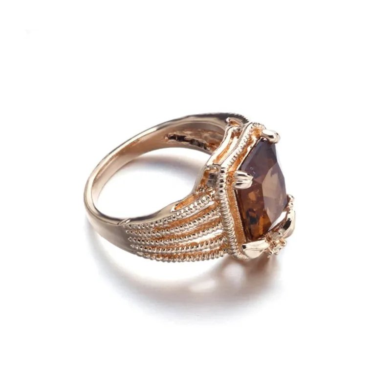 Dark Champagne Crystal & Rose Goldtone Cushion-Cut Ring made by Zulily