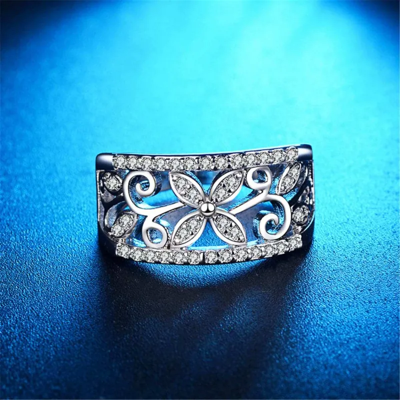 Cubic Zirconia Clover Wide-Band Ring made by Zulily