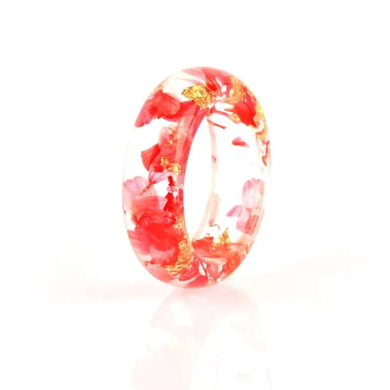Dark Coral & Orange Dried Flower Band Ring made by Zulily