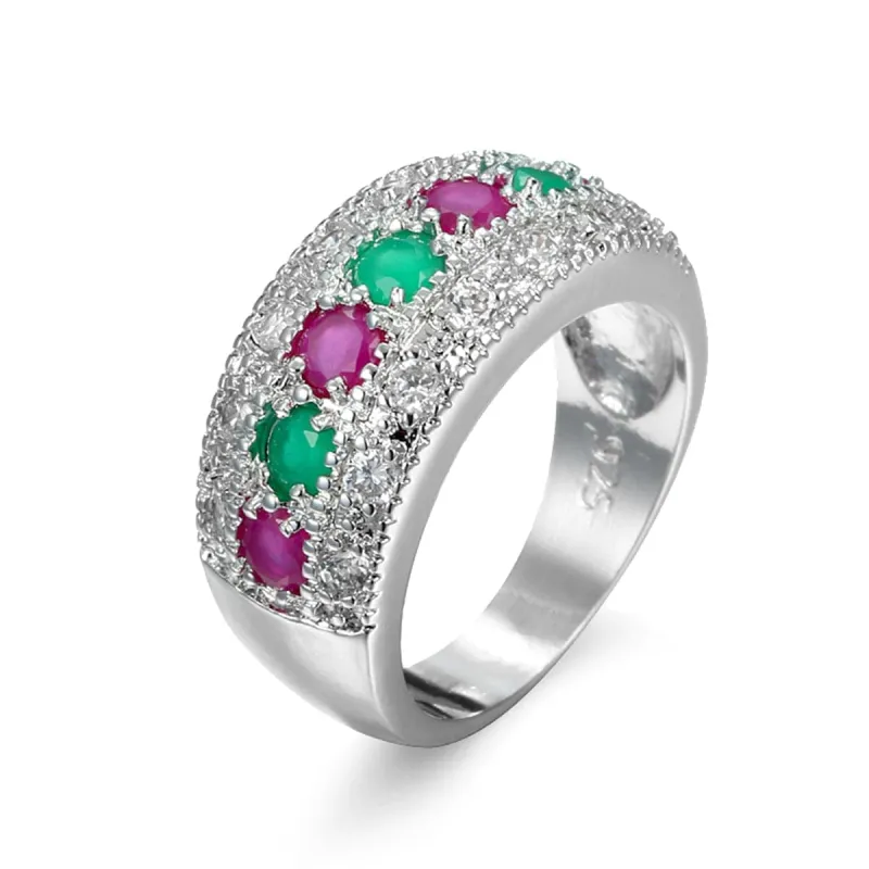 Green & Pink Cubic Zirconia & Crystal Prong-Set Pavé Ring made by Zulily