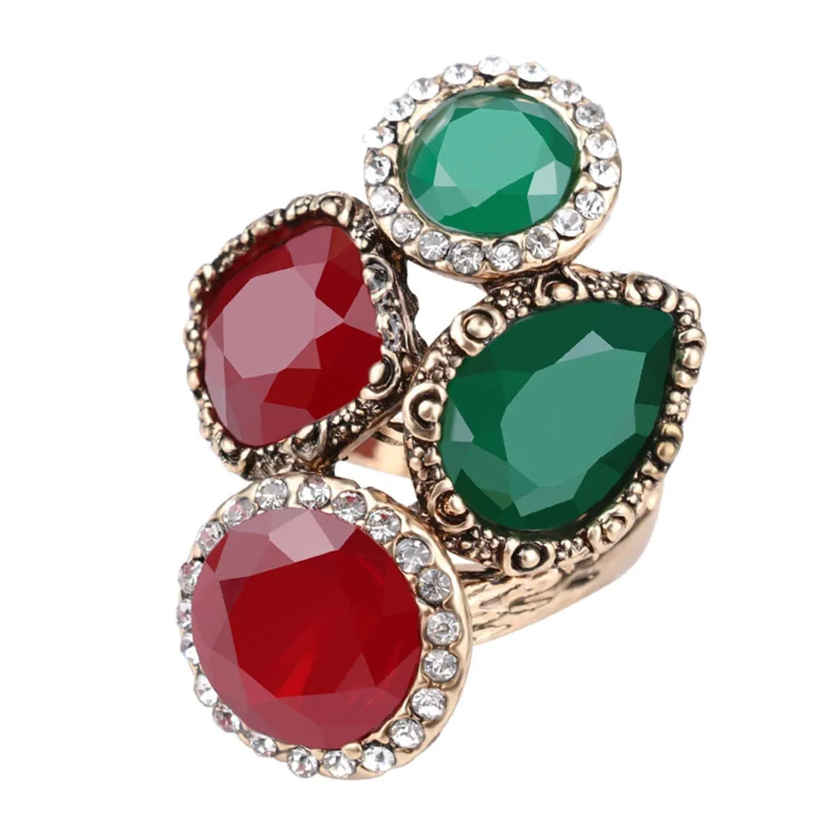 Green & Red Resin Cubic Zirconia Stacked Band Ring sold by Zulily product image thumbnail 2
