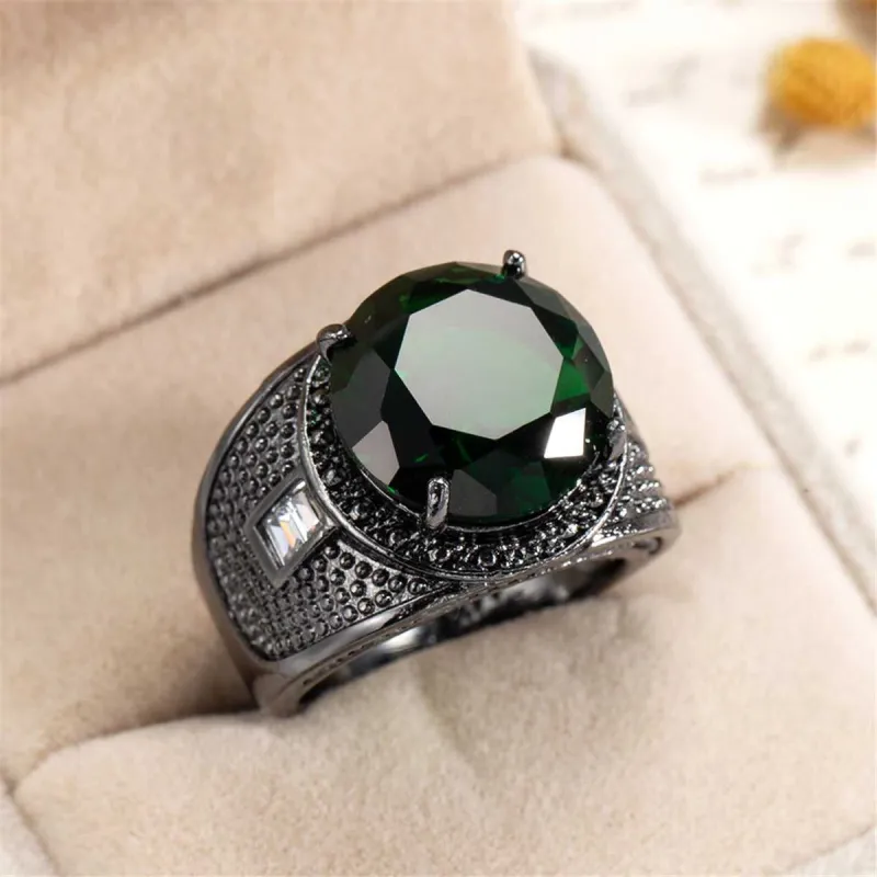 Green Crystal & Blacktone Wide Ring made by Zulily