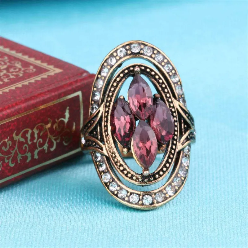 Green Crystal & Burgundy Cubic Zirconia Band Ring made by Zulily