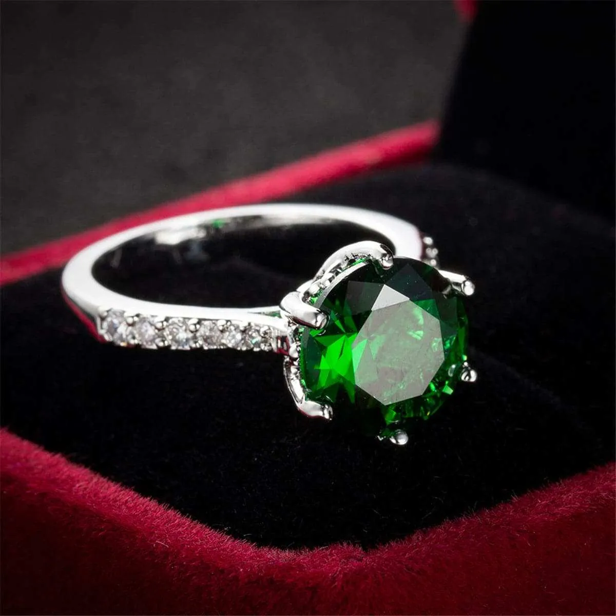 Green Crystal & Cubic Zirconia Cocktail Ring sold by Zulily