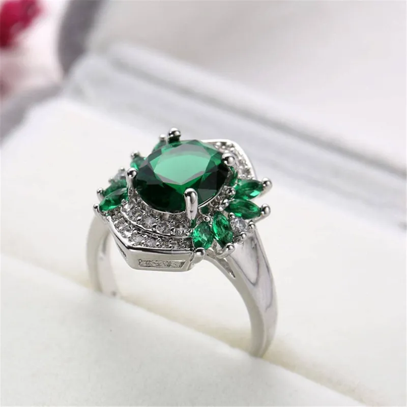 Green Crystal & Cubic Zirconia Botany Ring made by Zulily