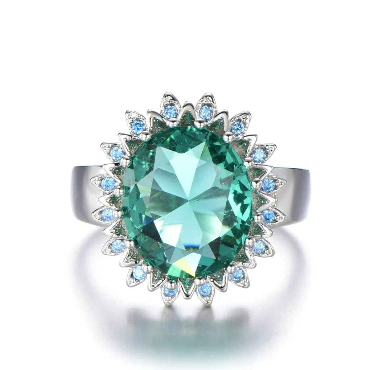 Green Crystal & Cubic Zirconia Floral Ring sold by Zulily product image thumbnail 3