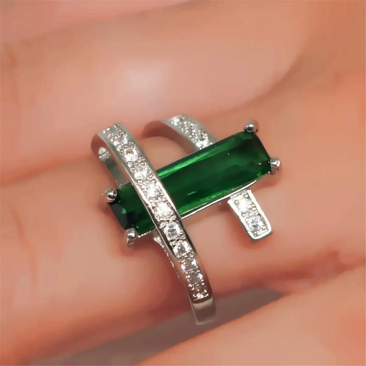 Green Crystal & Cubic Zirconia Geometric Ring sold by Zulily product image thumbnail 2