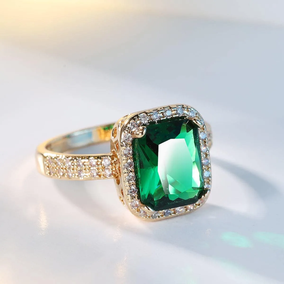 Green Crystal & Cubic Zirconia Princess Ring sold by Zulily