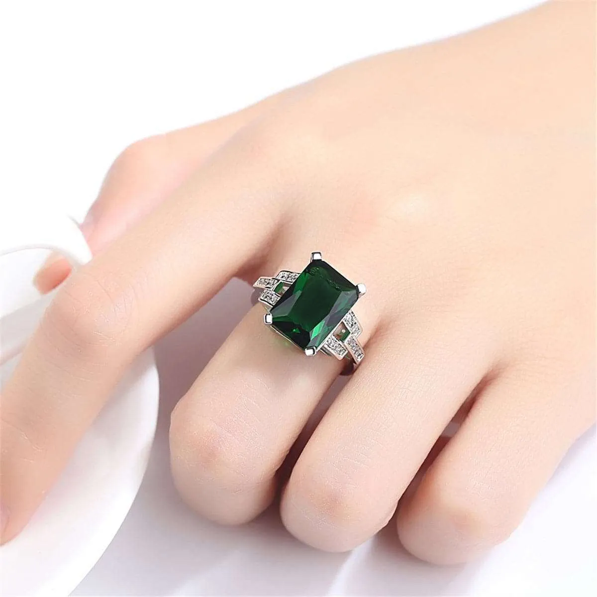 Green Crystal & Cubic Zirconia Radiant-Cut Ring sold by Zulily