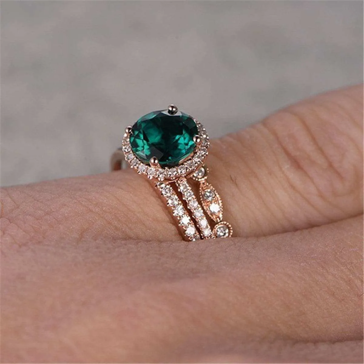 Green Crystal & Cubic Zirconia Ring Set sold by Zulily product image thumbnail 2