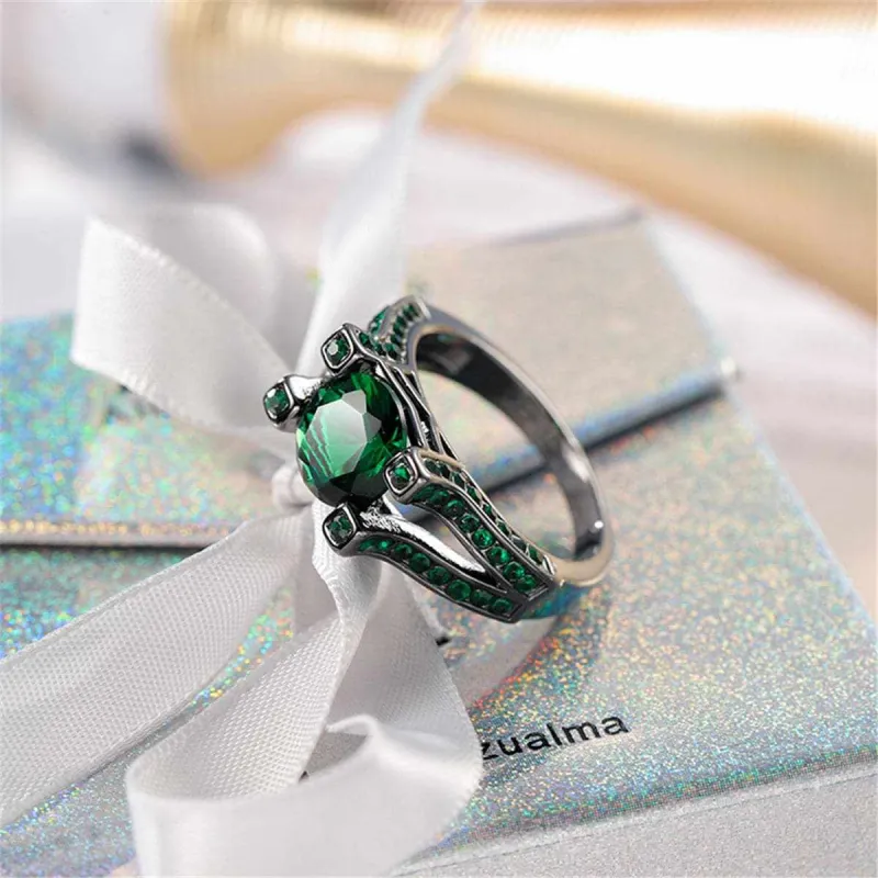 Green Crystal & Cubic Zirconia Tension Pavé Ring made by Zulily