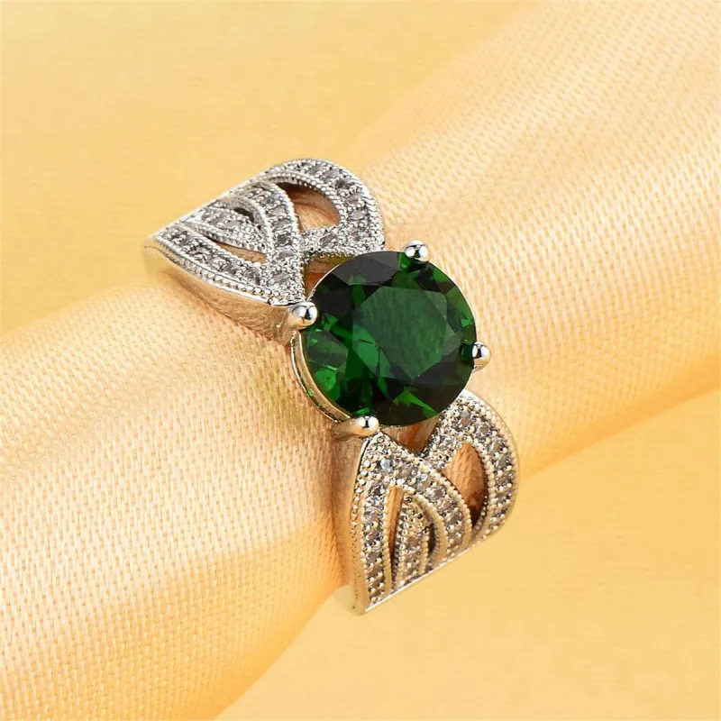 Green Crystal & Cubic Zirconia Split-Shank Ring made by Zulily