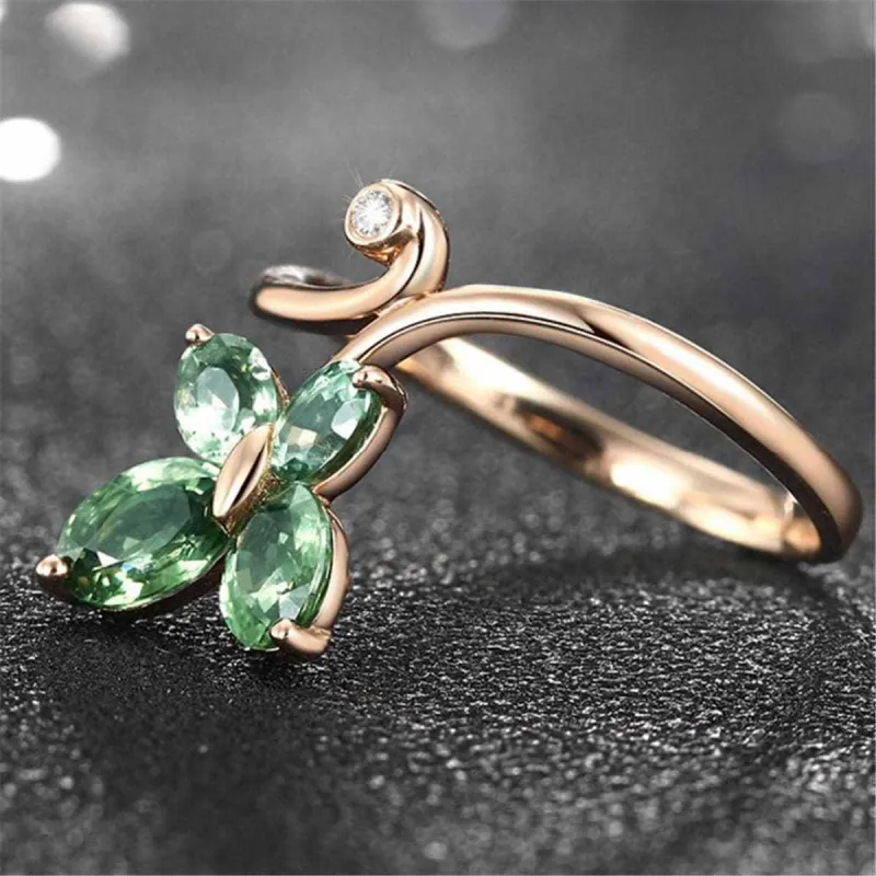 Green Crystal & Rose Goldtone Butterfly Promise Ring made by Zulily
