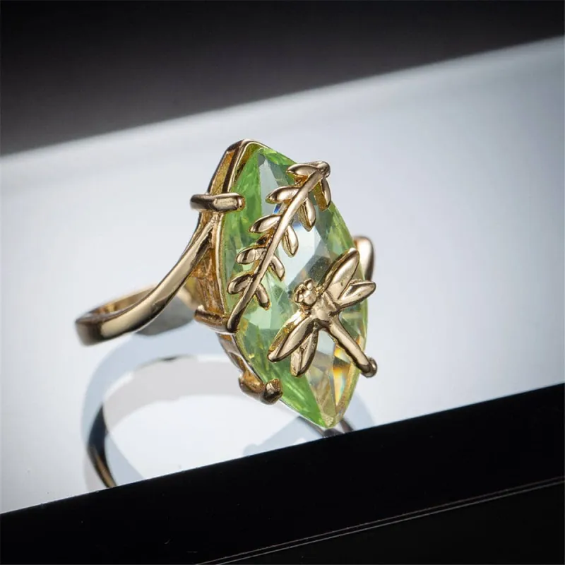 Green Crystal & Goldtone Marquise-Cut Botany Ring made by Zulily
