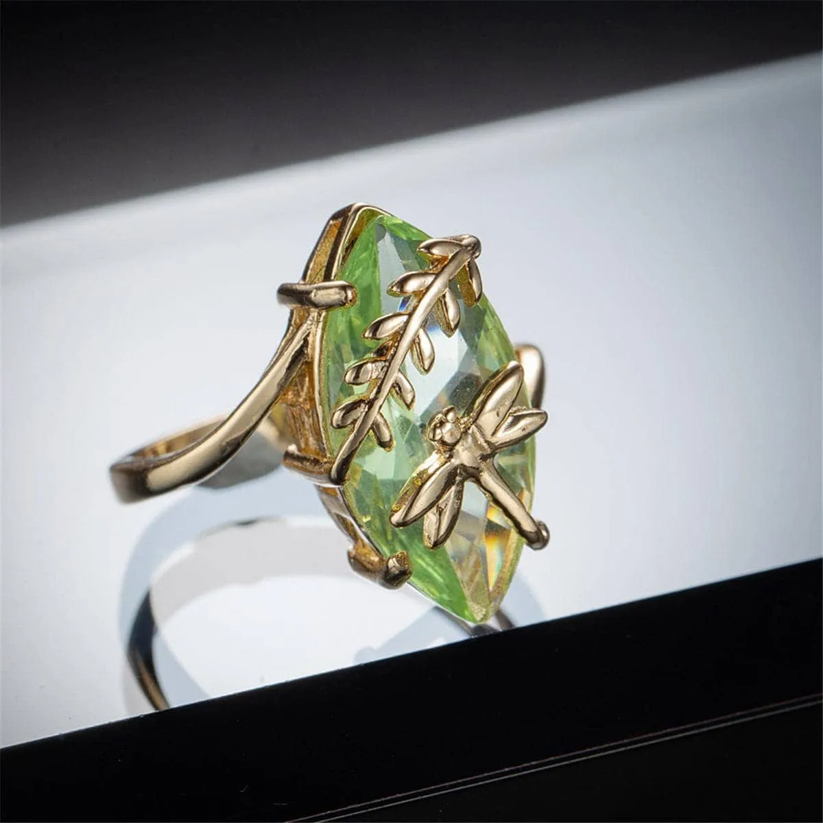 Green Crystal & Goldtone Marquise-Cut Botany Ring sold by Zulily
