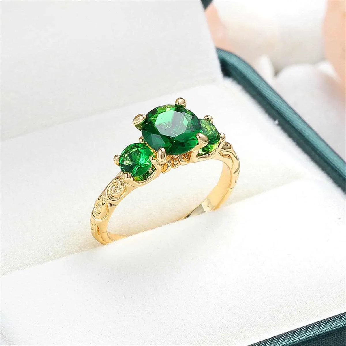 Green Crystal & Goldtone Ring sold by Zulily product image thumbnail 2
