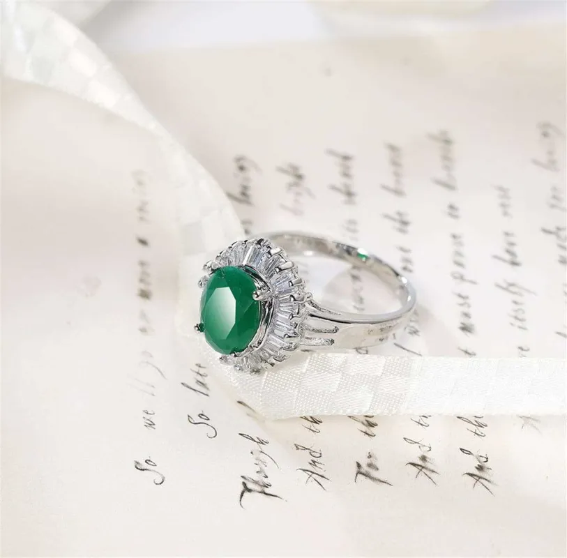 Green Crystal & Silvertone Botany Ring made by Zulily