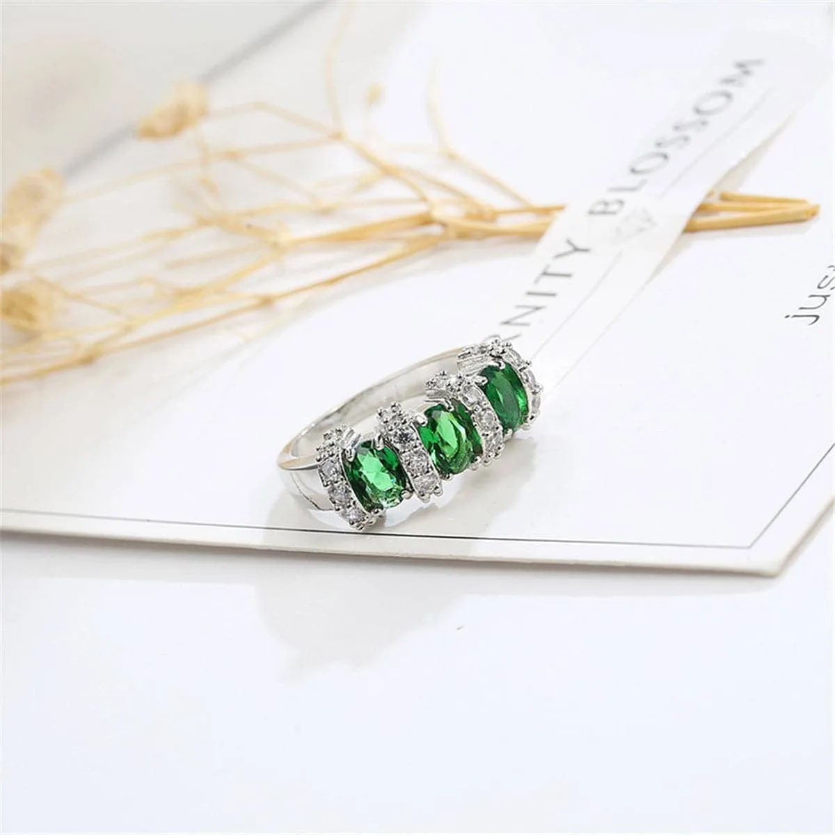 Green Cubic Zirconia & Crystal Bar Ring sold by Zulily product image thumbnail 2