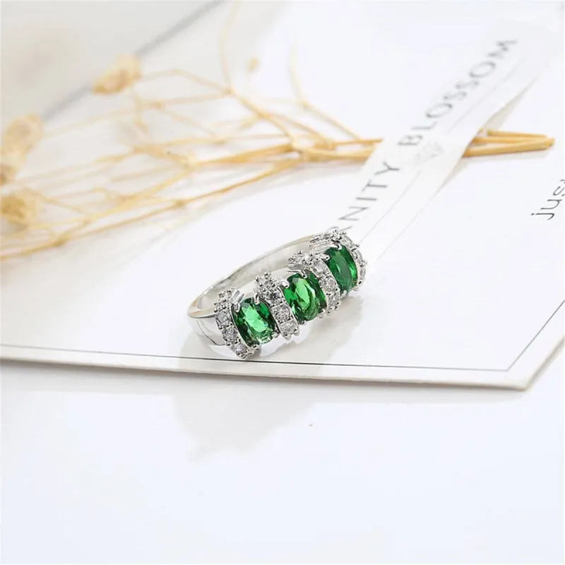 Green Cubic Zirconia & Crystal Bar Ring made by Zulily