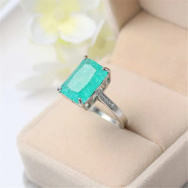 Green Crystal Rectangle Ring made by Zulily