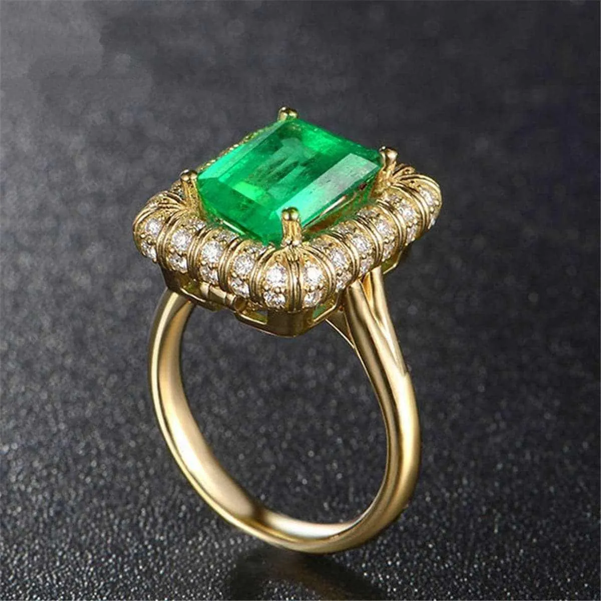 Green Cubic Zirconia & Crystal Emerald-Cut Halo Ring sold by Zulily product image thumbnail 2