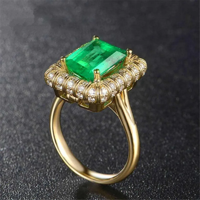 Green Cubic Zirconia & Crystal Emerald-Cut Halo Ring made by Zulily