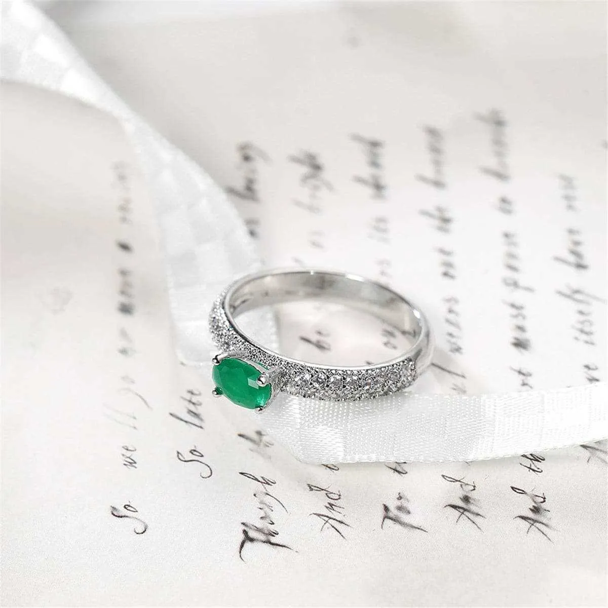 Green Cubic Zirconia & Silvertone Oval Ring sold by Zulily product image thumbnail 5