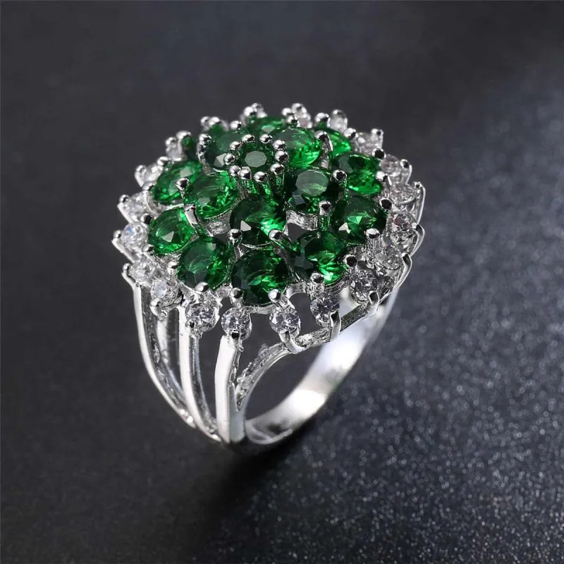 Green Cubic Zirconia & Crystal Sunflower Ring made by Zulily