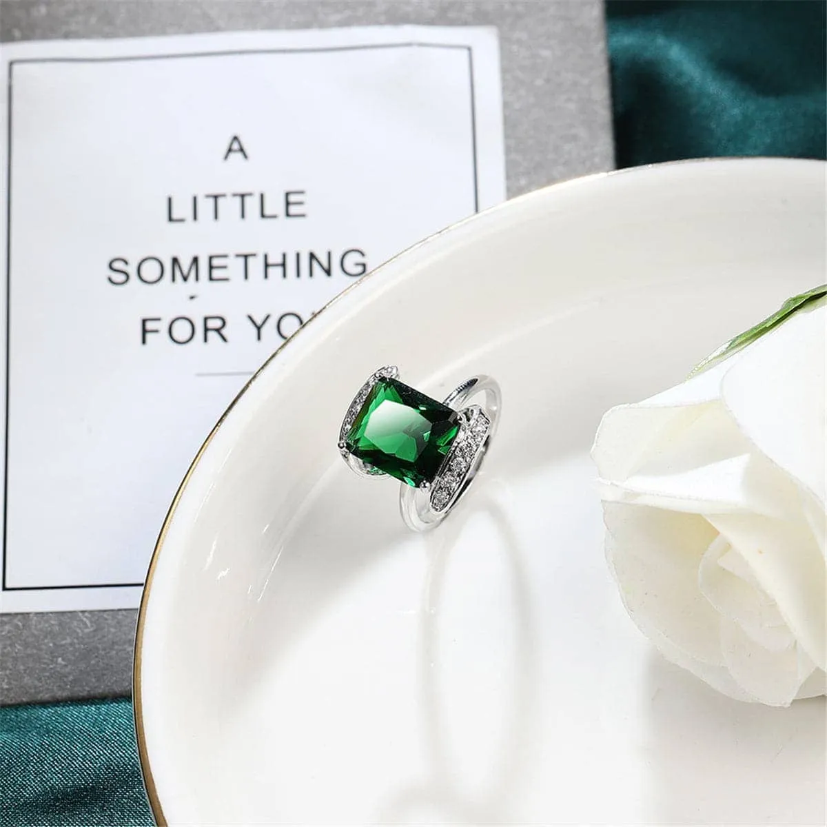 Green Cubic Zirconia & Crystal Princess-Cut Ring sold by Zulily
