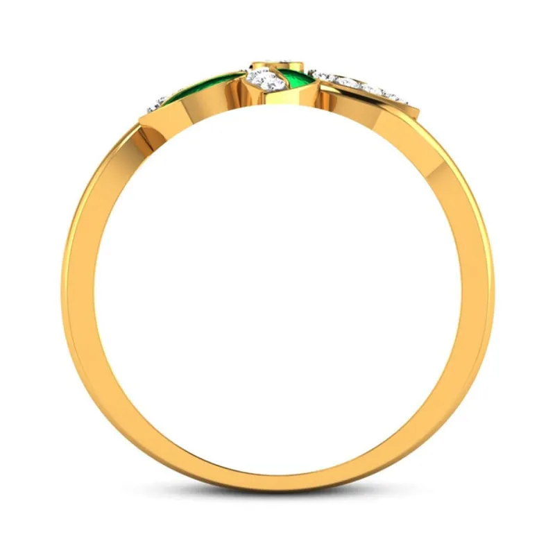 Green Enamel & Cubic Zirconia Goldtone Clover Ring made by Zulily