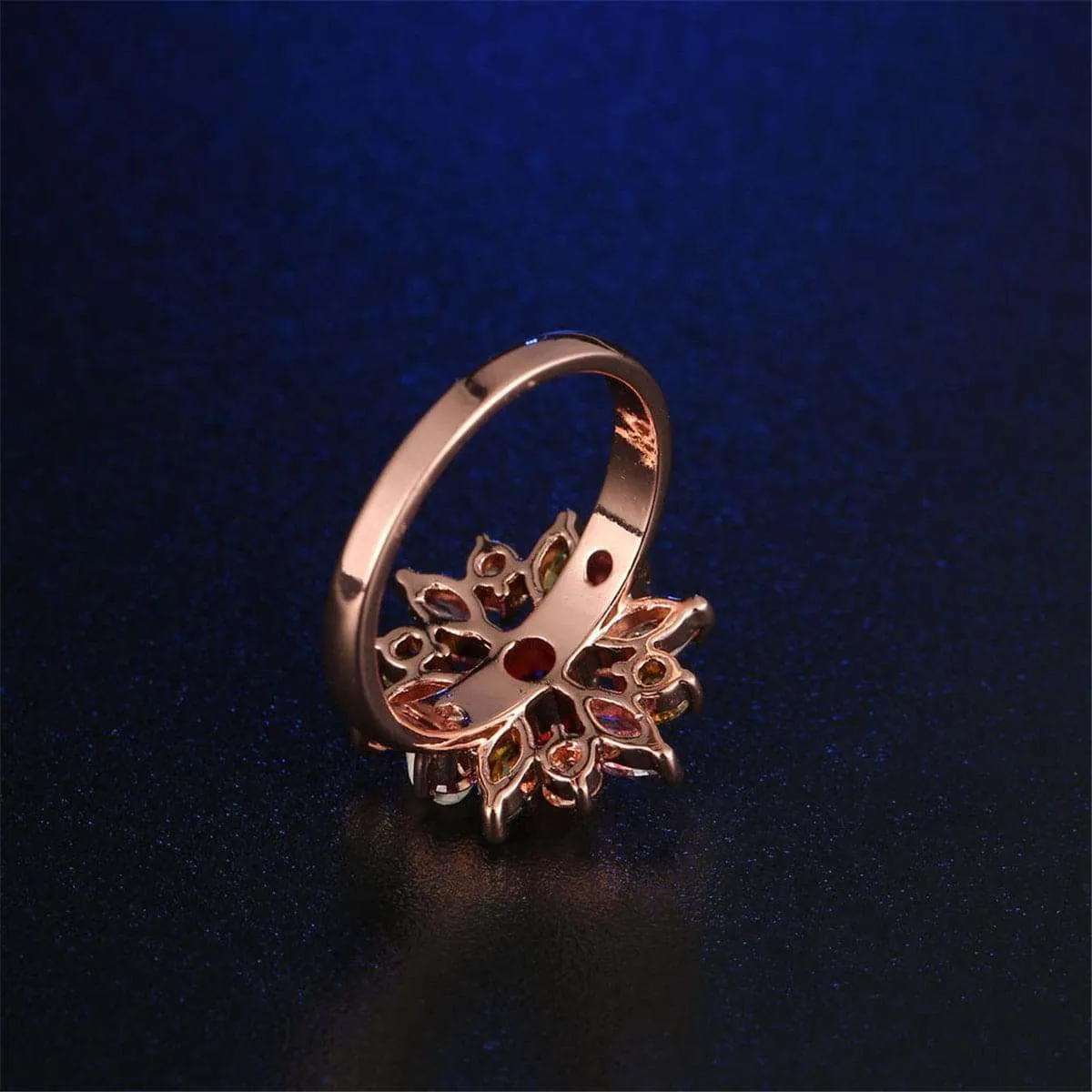 Lavender Crystal & Rose Goldtone Flower Band Ring sold by Zulily product image thumbnail 3