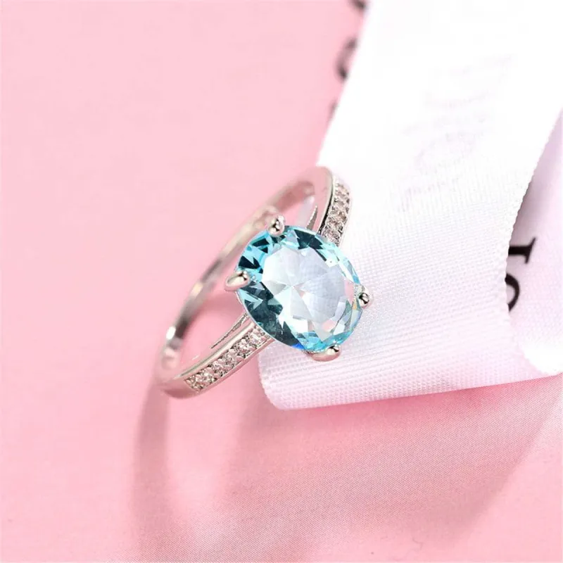 Light Blue Crystal & Cubic Zirconia Silvertone Ring made by Zulily