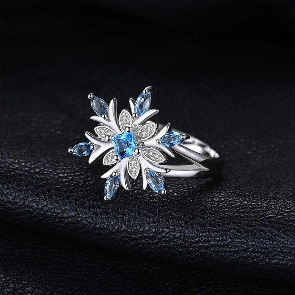 Light Blue Crystal Snowflake Ring sold by Zulily product image thumbnail 3