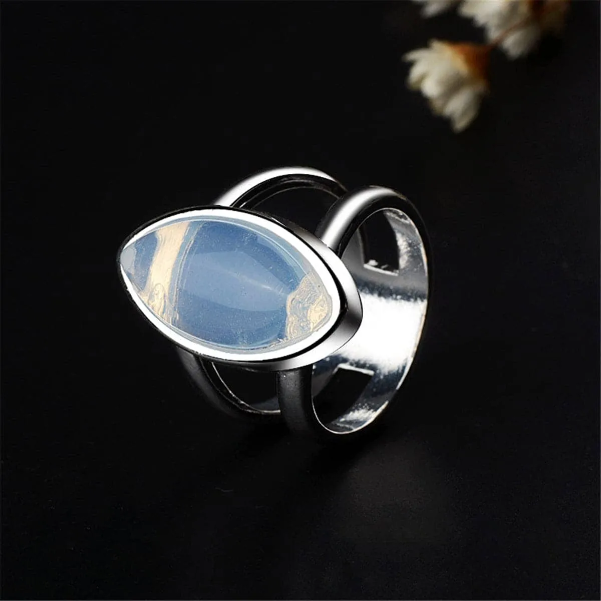 Moonstone & Silvertone Double-Band Ring sold by Zulily product image thumbnail 2