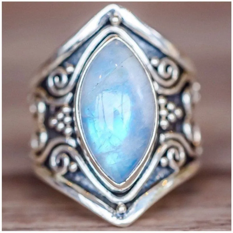 Moonstone & Silvertone Pear-Cut Ring made by Zulily
