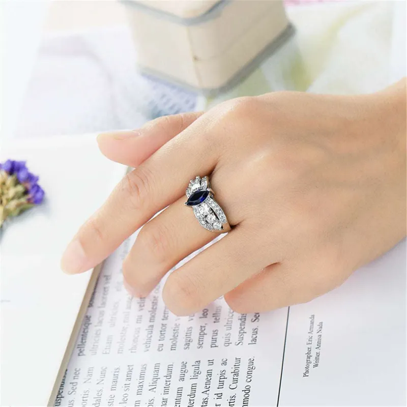 Navy Crystal & Cubic Zirconia Marquis Ring made by Zulily