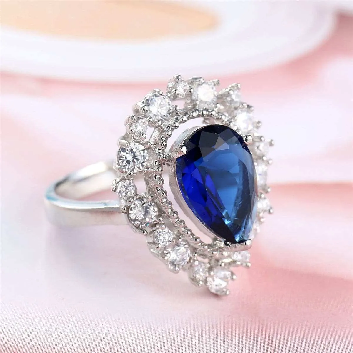 Navy Crystal & Cubic Zirconia Hola Pear-Cut Ring sold by Zulily product image thumbnail 2