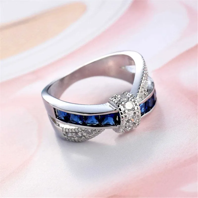 Navy Crystal & Cubic Zirconia Overlapping Ring made by Zulily